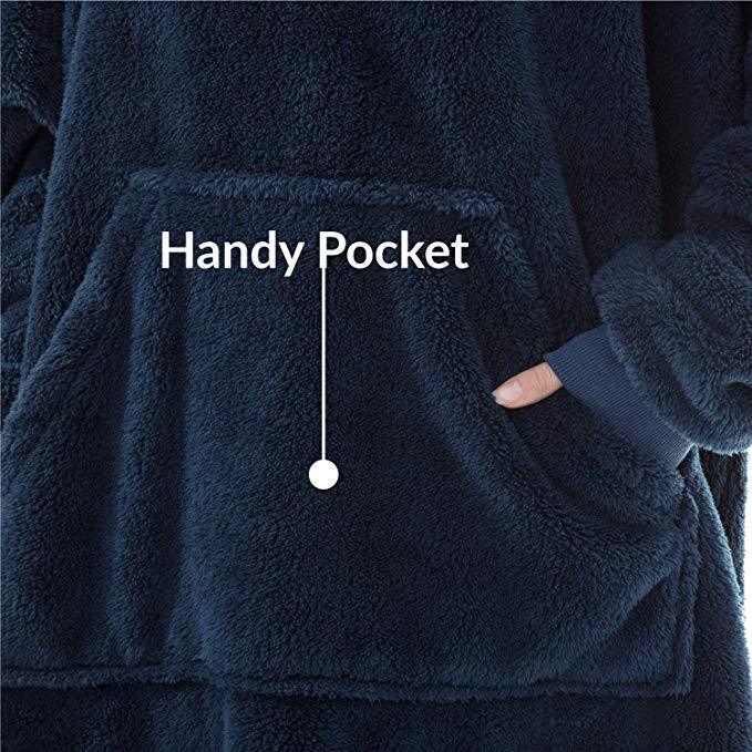 Hoodie Sweatshirt Double-Sided Fleece Wearable Blanket