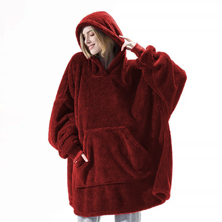 Hoodie Sweatshirt Double-Sided Fleece Wearable Blanket