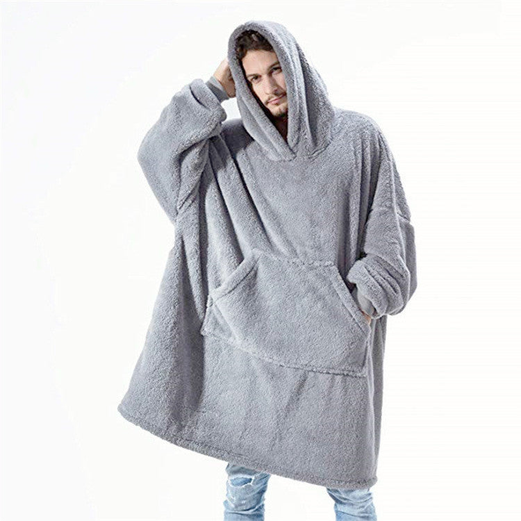 Hoodie Sweatshirt Double-Sided Fleece Wearable Blanket