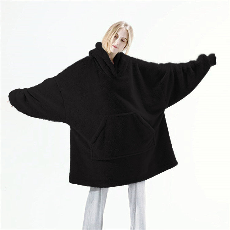 Hoodie Sweatshirt Double-Sided Fleece Wearable Blanket