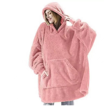 Hoodie Sweatshirt Double-Sided Fleece Wearable Blanket